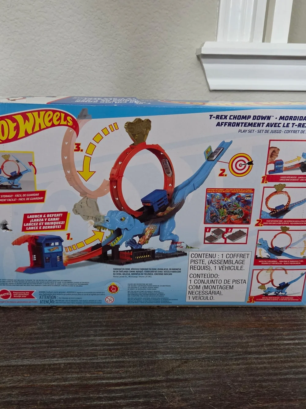 Hot Wheels T-Rex Chomp Down Playset - Bright Blue T-Rex